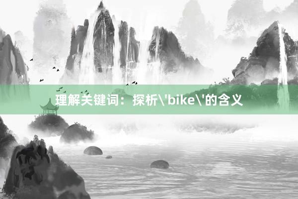 理解关键词：探析'bike'的含义